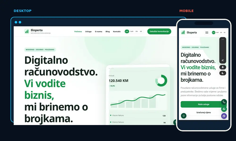 eksperta.ba — desktop i mobilni prikaz